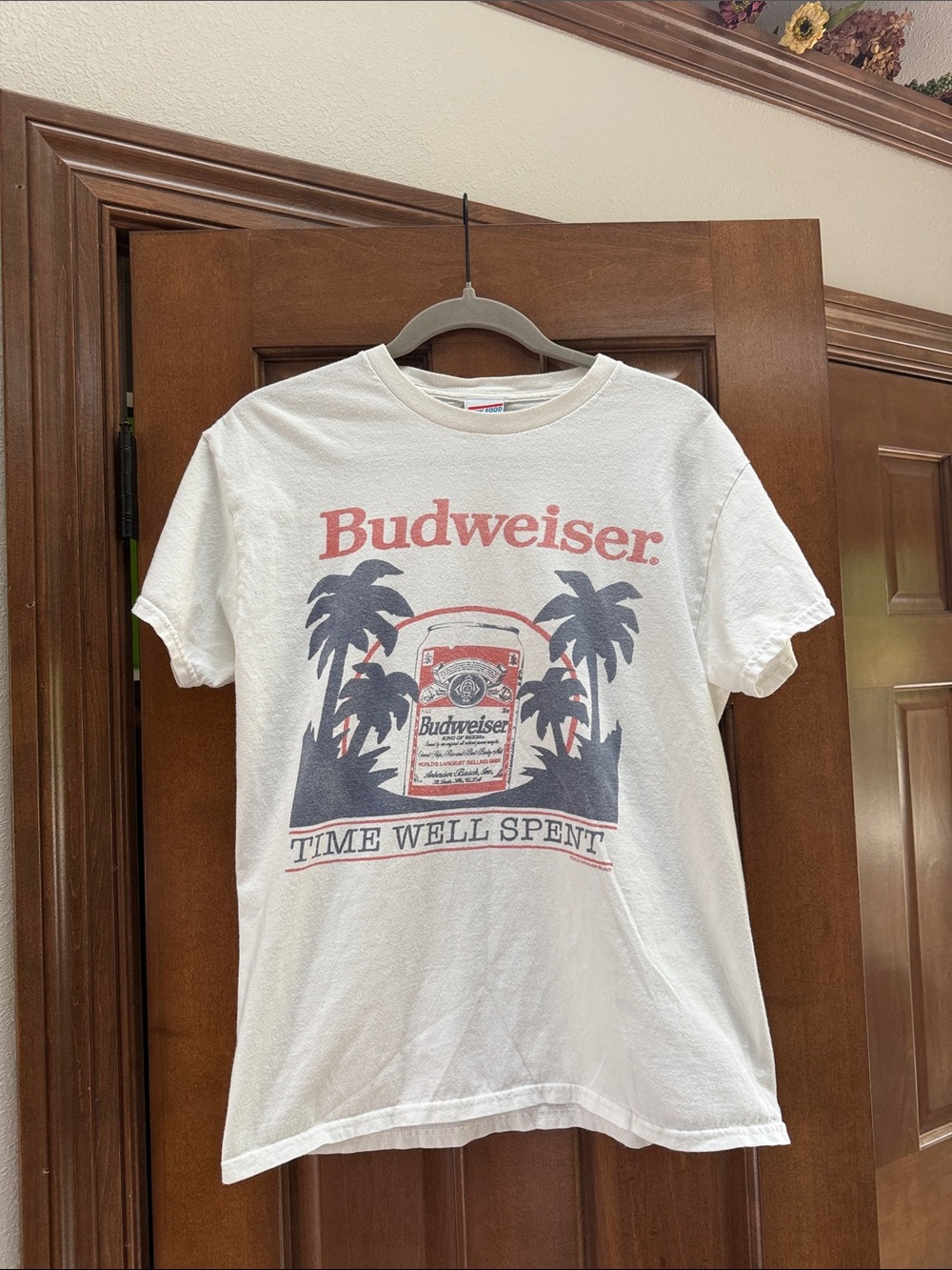 Budweiser White Tee with Red and Navy Graphic